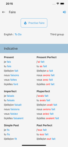 Conju Gate app - Verb conjugation feature